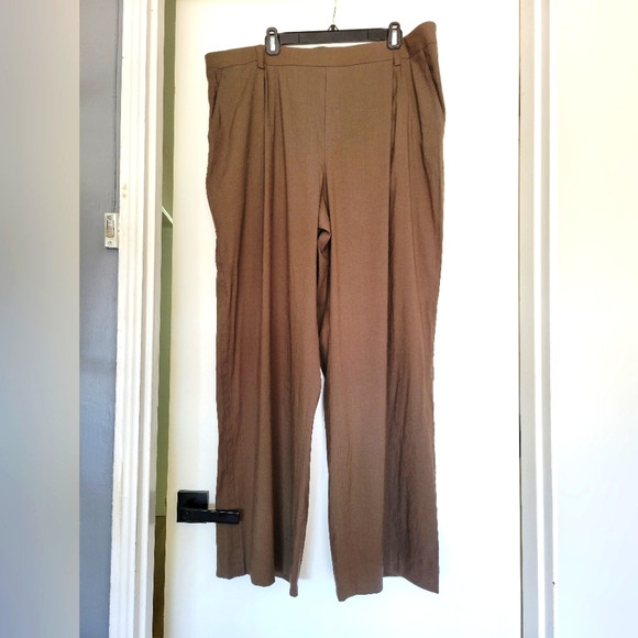 NWOT Vince Women Olive Green Linen Blend Pull On Straight Leg‎ Pants XXL - Picture 2 of 9
